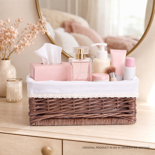 wicker storage organizer with white removable lining, set of 3 pcs.