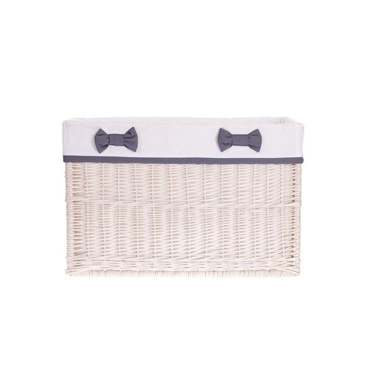 Nova wicker storage basket with white trim, set of 3 pcs, with bows TheWickerStories