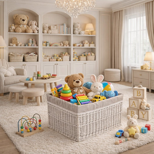 wicker storage basket set with beige trim, 3 pcs.