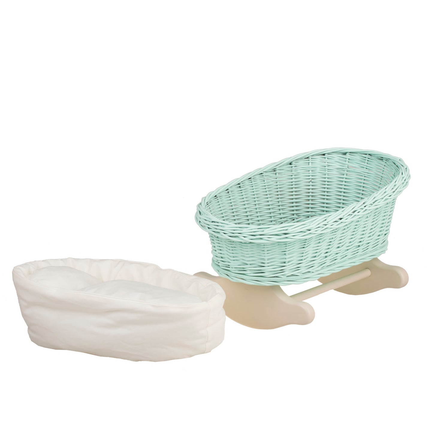 Mimi berço de vime para bonecas com forro creme, almofada e edredão TheWickerStories