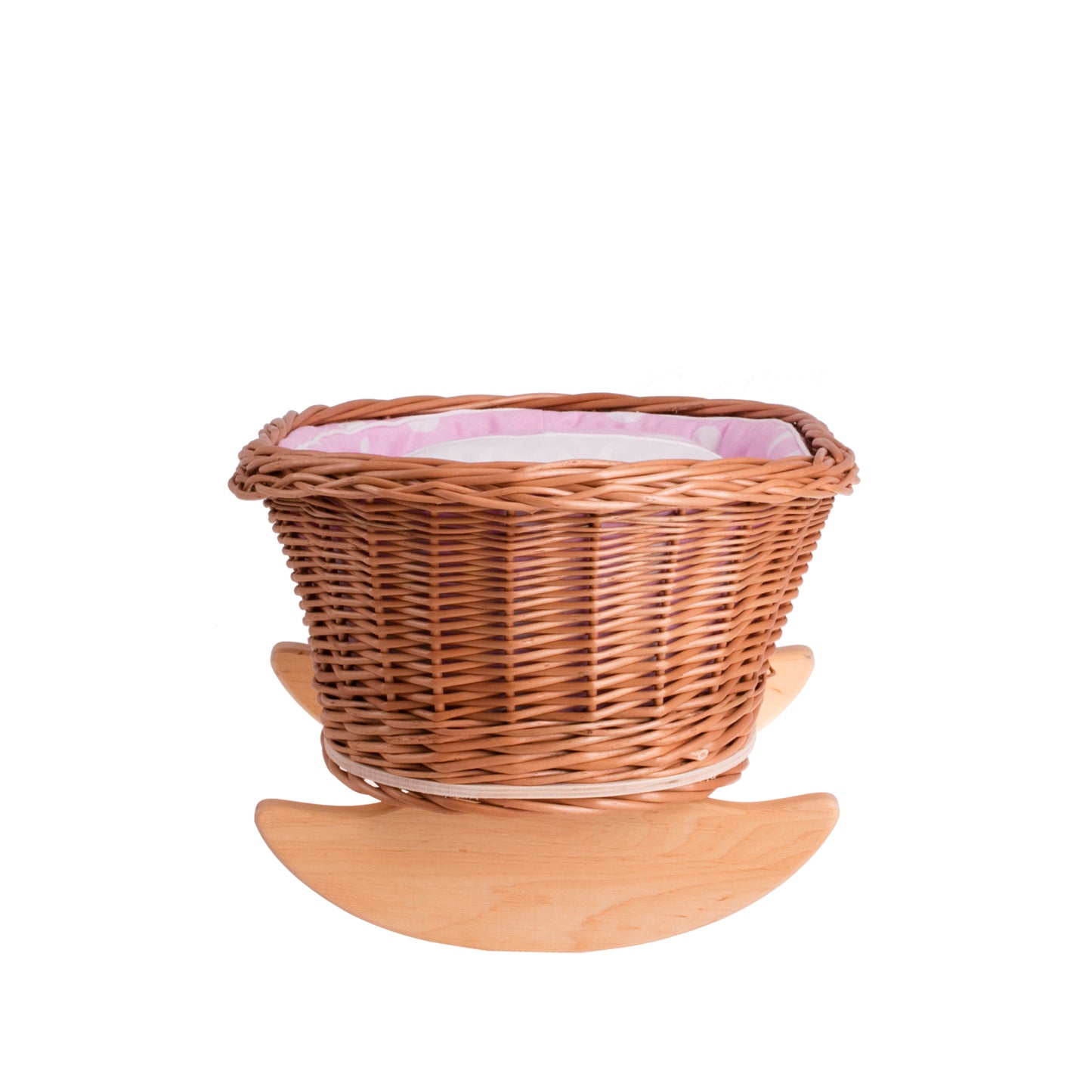 Mimi rotting vagga för dockor med rosa foder, kudde och täcke
