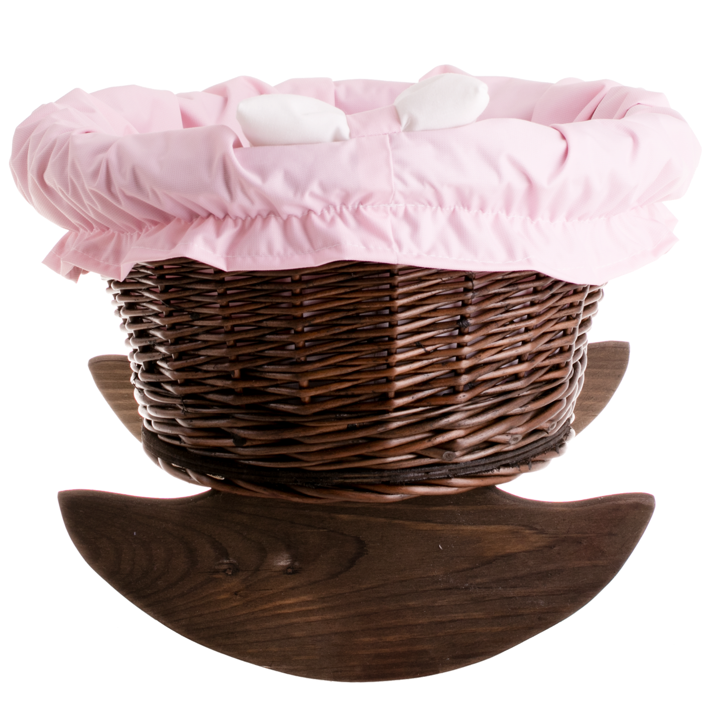 Mimi rotan wiegje voor poppen met roze voering, kussen en dekbed TheWickerStories