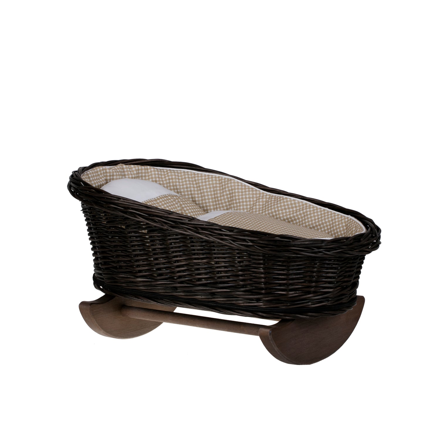 Mimi berceau en osier pour poupées avec doublure beige, oreiller et couette