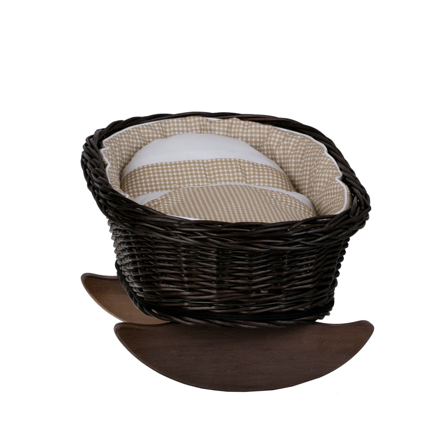 Mimi berceau en osier pour poupées avec doublure beige, oreiller et couette