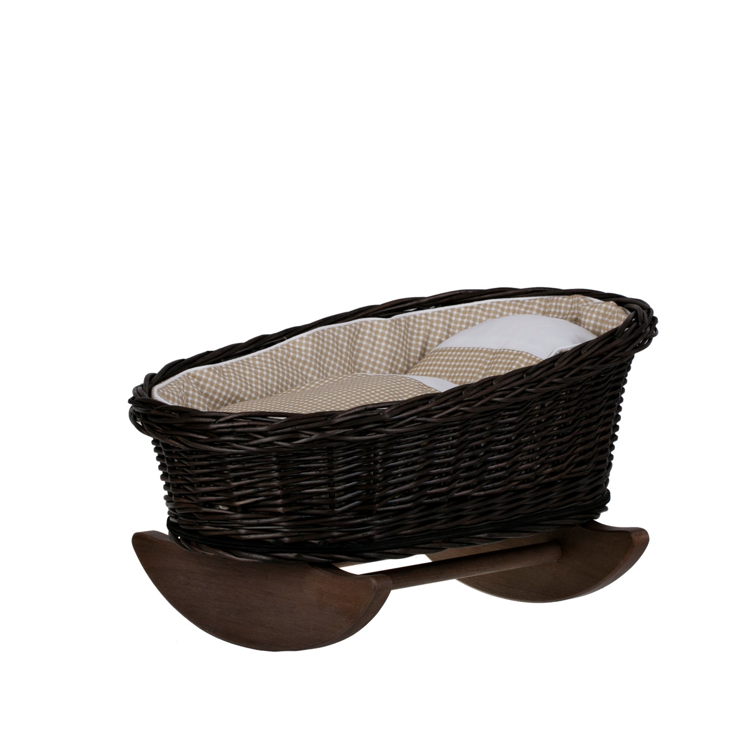 Mimi berceau en osier pour poupées avec doublure beige, oreiller et couette