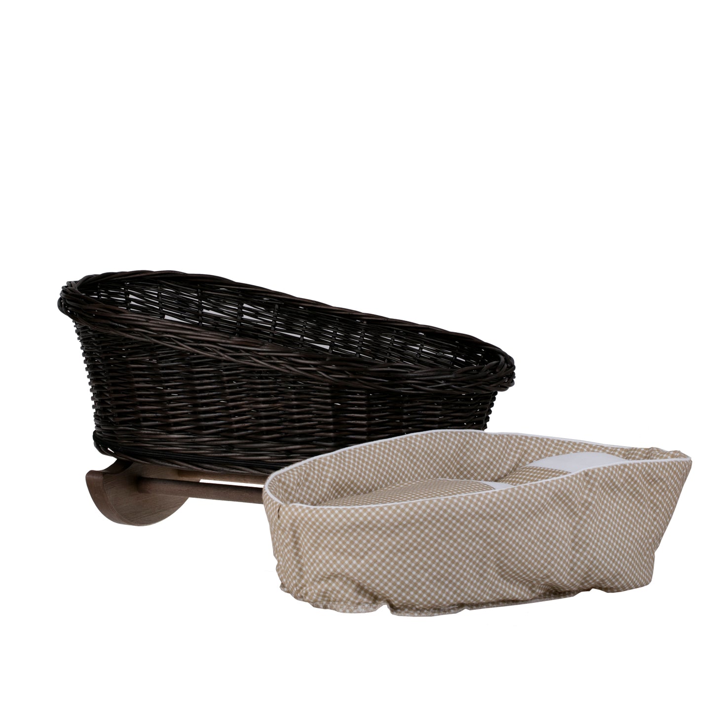 Mimi berceau en osier pour poupées avec doublure beige, oreiller et couette