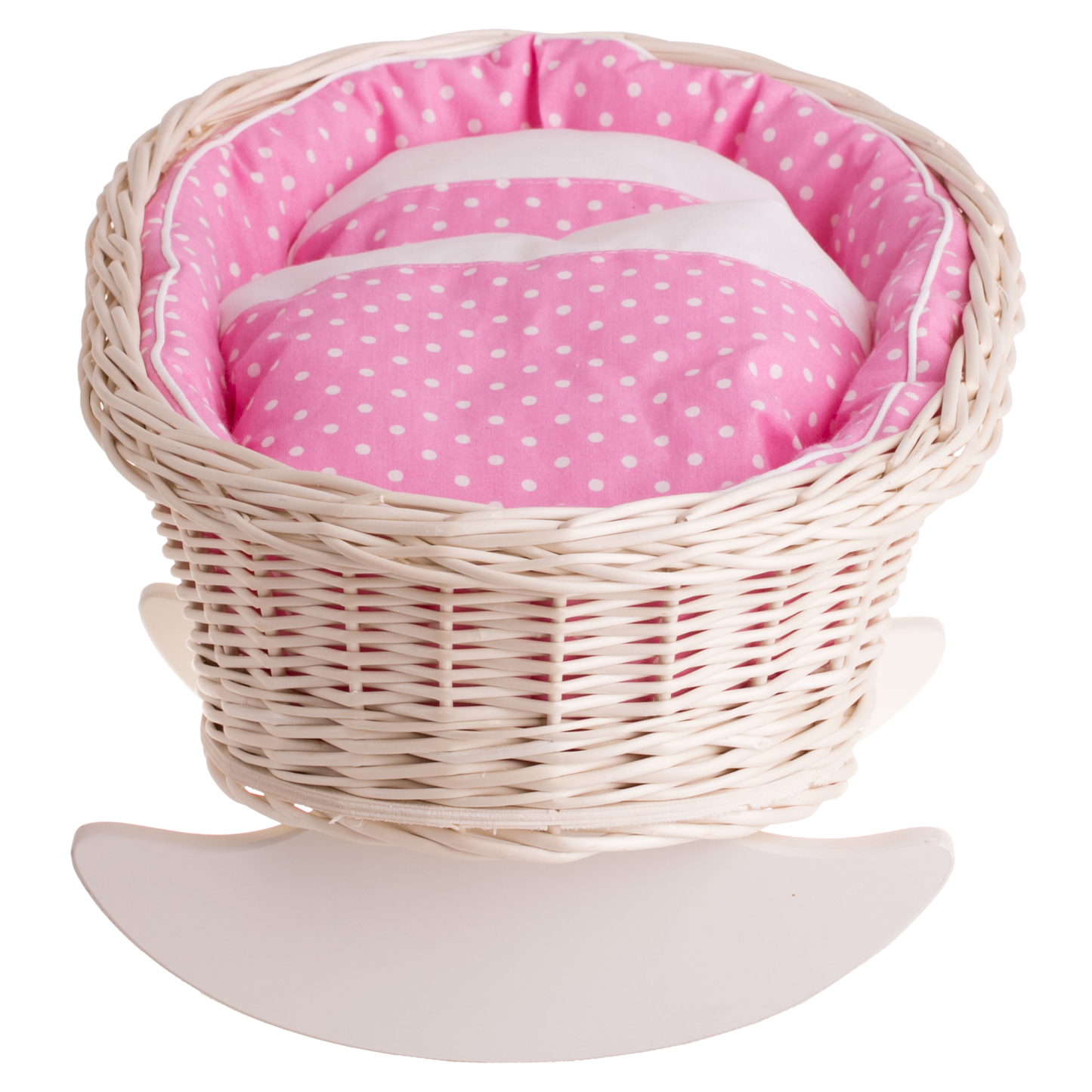 Mimi wicker cradle with pillow, quilt and lining