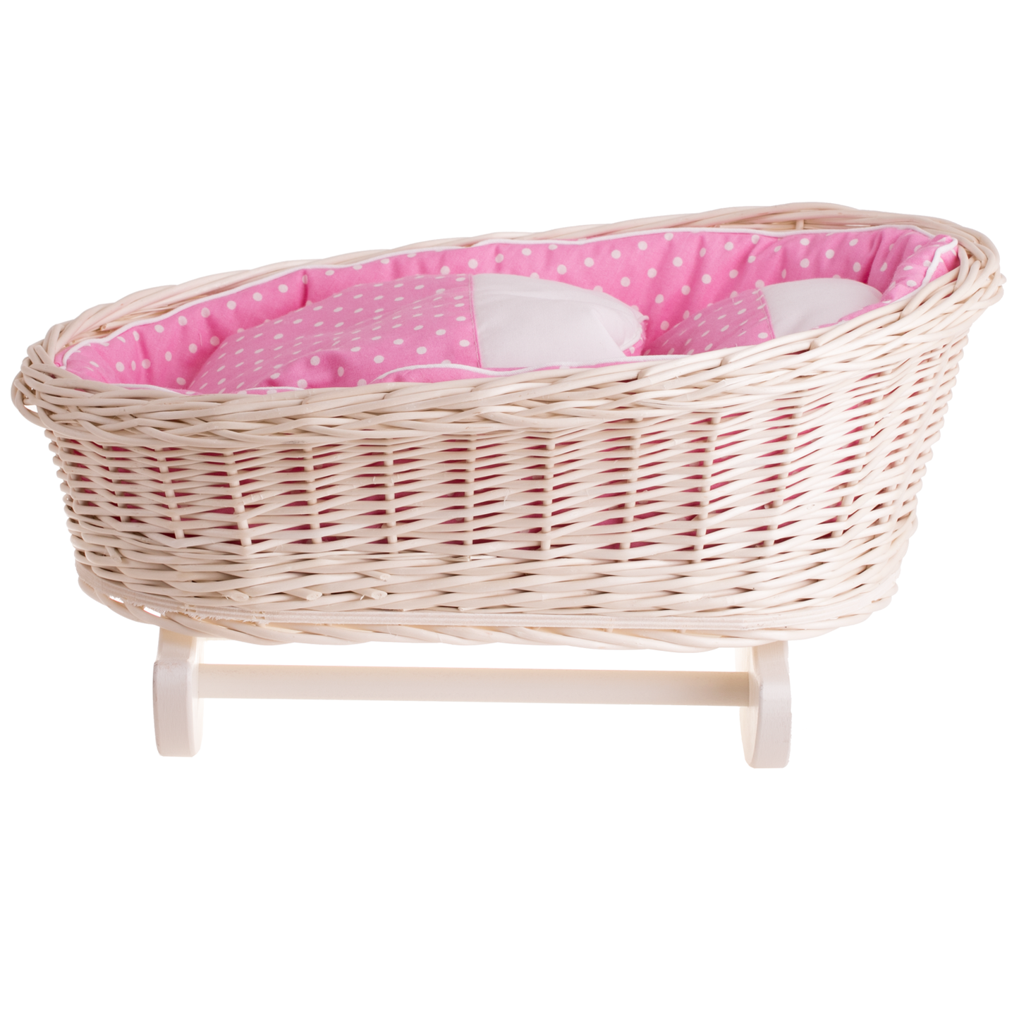 Mimi wicker cradle with pillow, quilt and lining