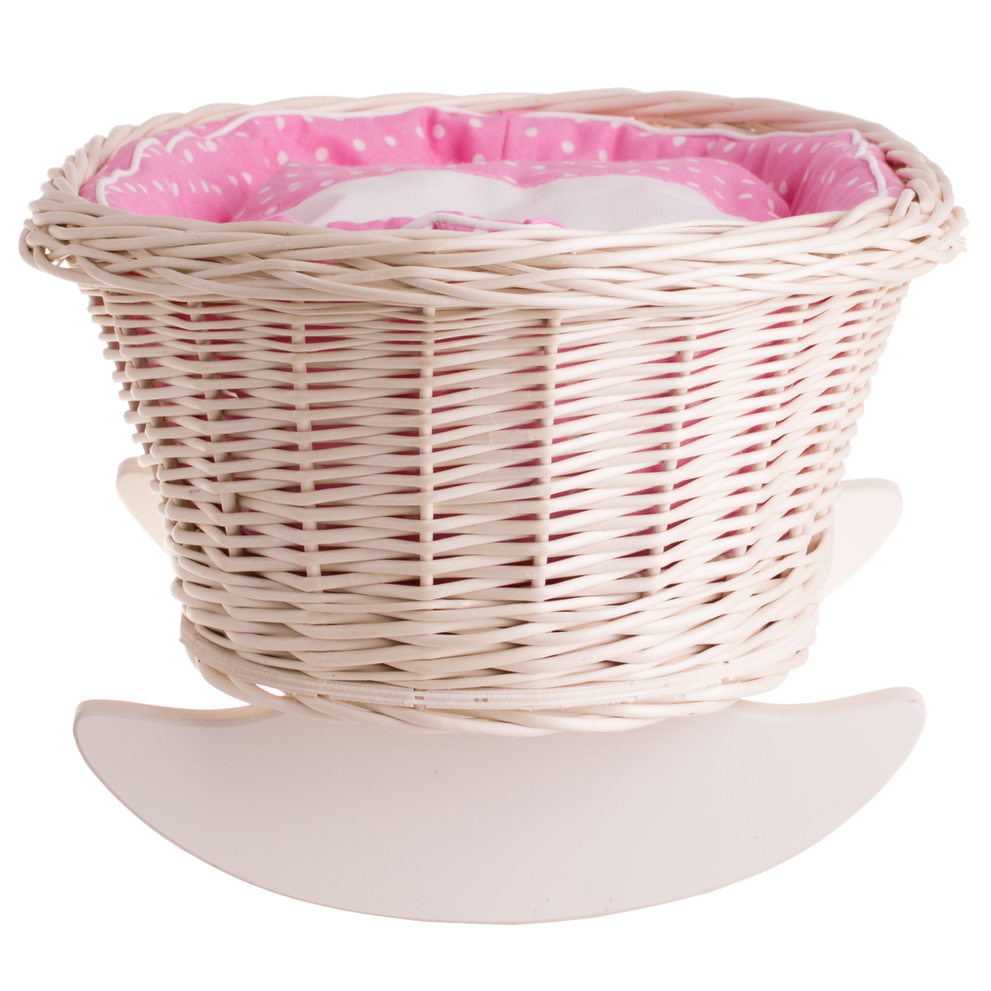 Mimi wicker cradle with pillow, quilt and lining