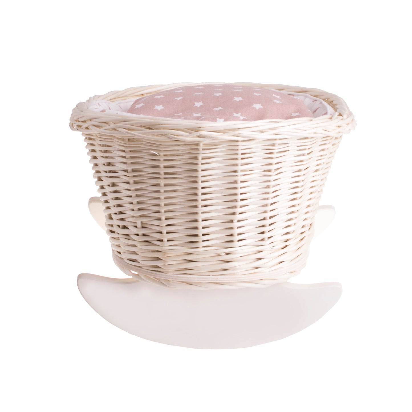 Mimi culla in vimini per bambole con fodera bianca, cuscino e trapunta TheWickerStories