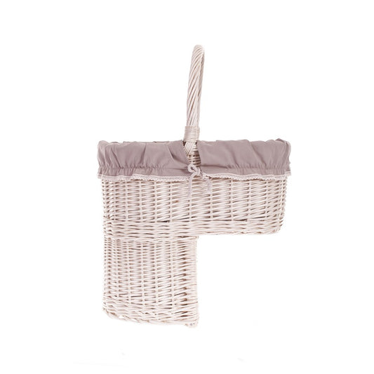 Ovis wicker stair basket with beige lining TheWickerStories