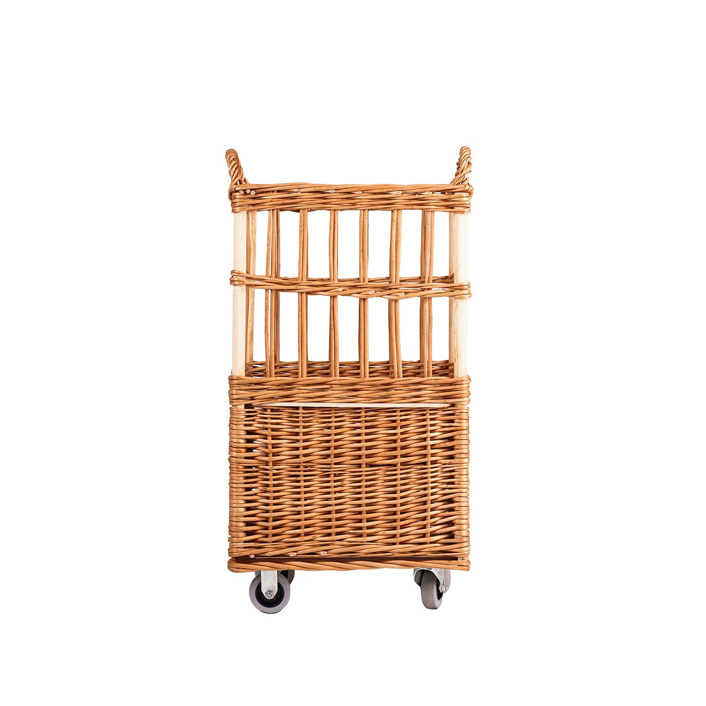 Rinora wicker baguette basket with wheels