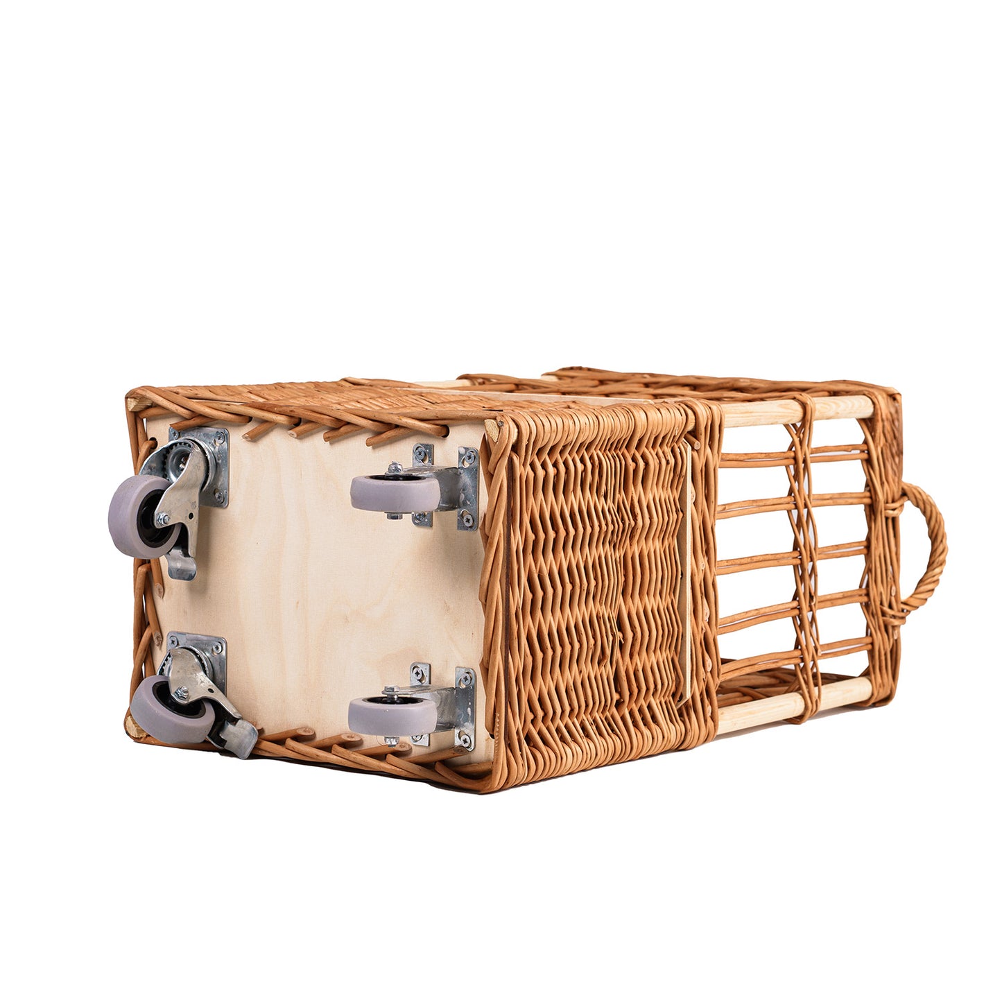Rinora wicker baguette basket with wheels