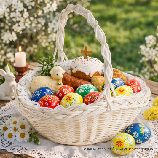wicker gift basket for flowers and gifts with handle