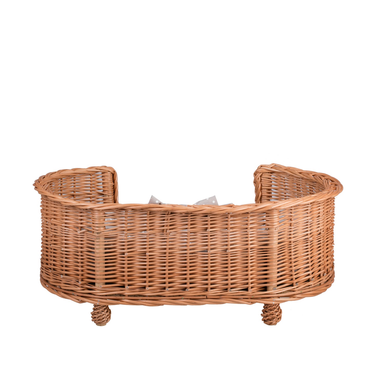 Esoria Rieten honden- en kattenmand met beige kussen, op pootjes en met lage instap