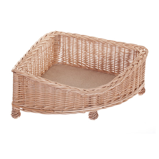 Evania Ψάθινο καλάθι-κρεβάτι για σκύλο και γάτα με χαμηλή είσοδο, σε ποδαράκια TheWickerStories