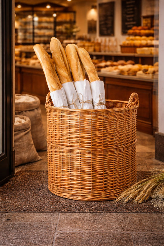 wicker basket for storage and display