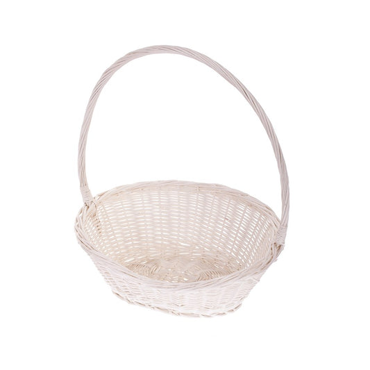 Zisoria wicker gift basket for flowers and sweets, with a tall handle TheWickerStories