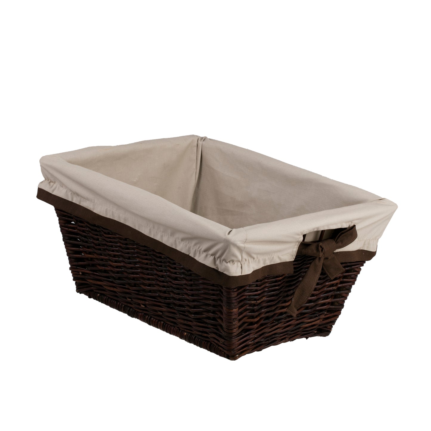 Formelia wicker firewood basket with cream trim and handles