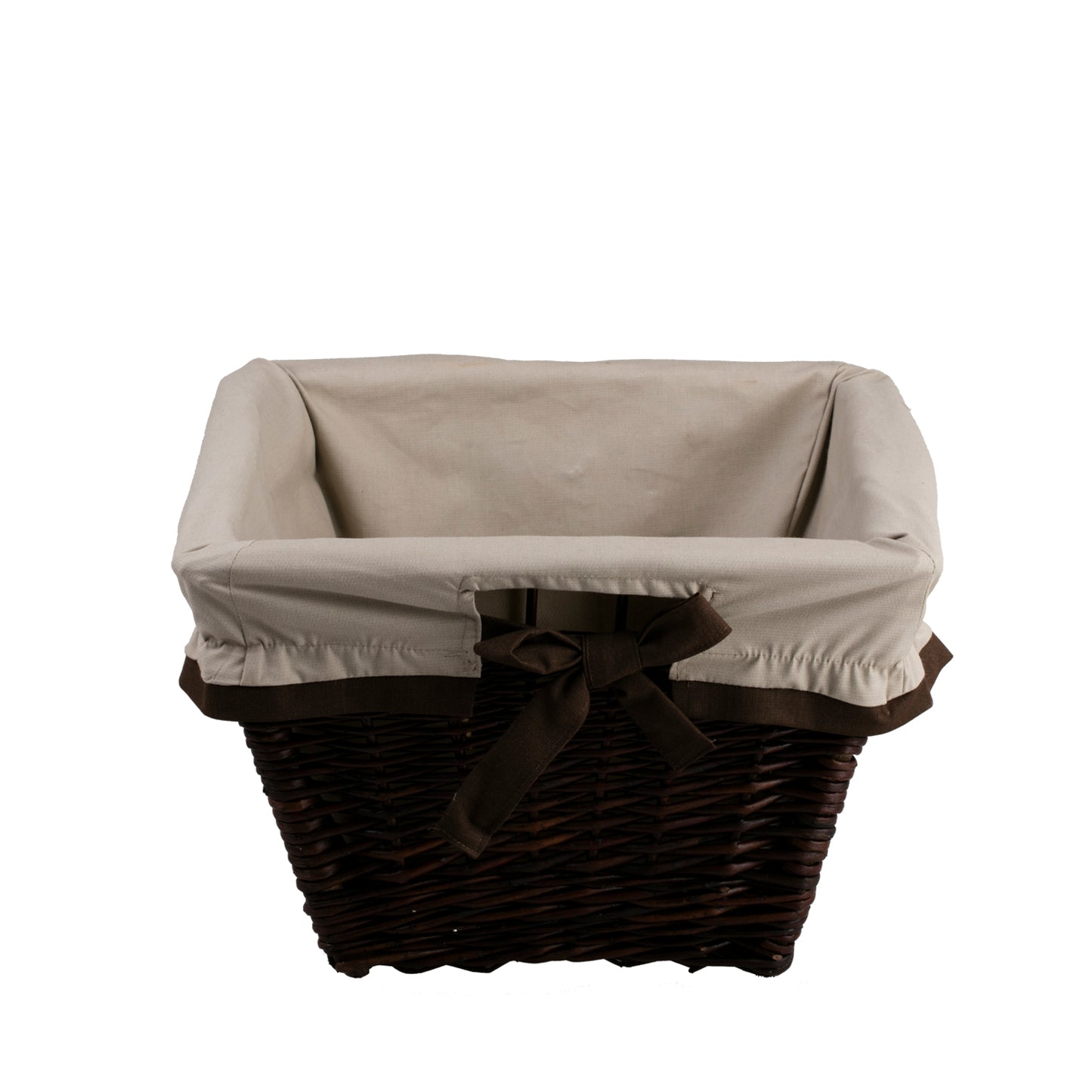 Formelia wicker firewood basket with beige trim and handles from TheWickerStories