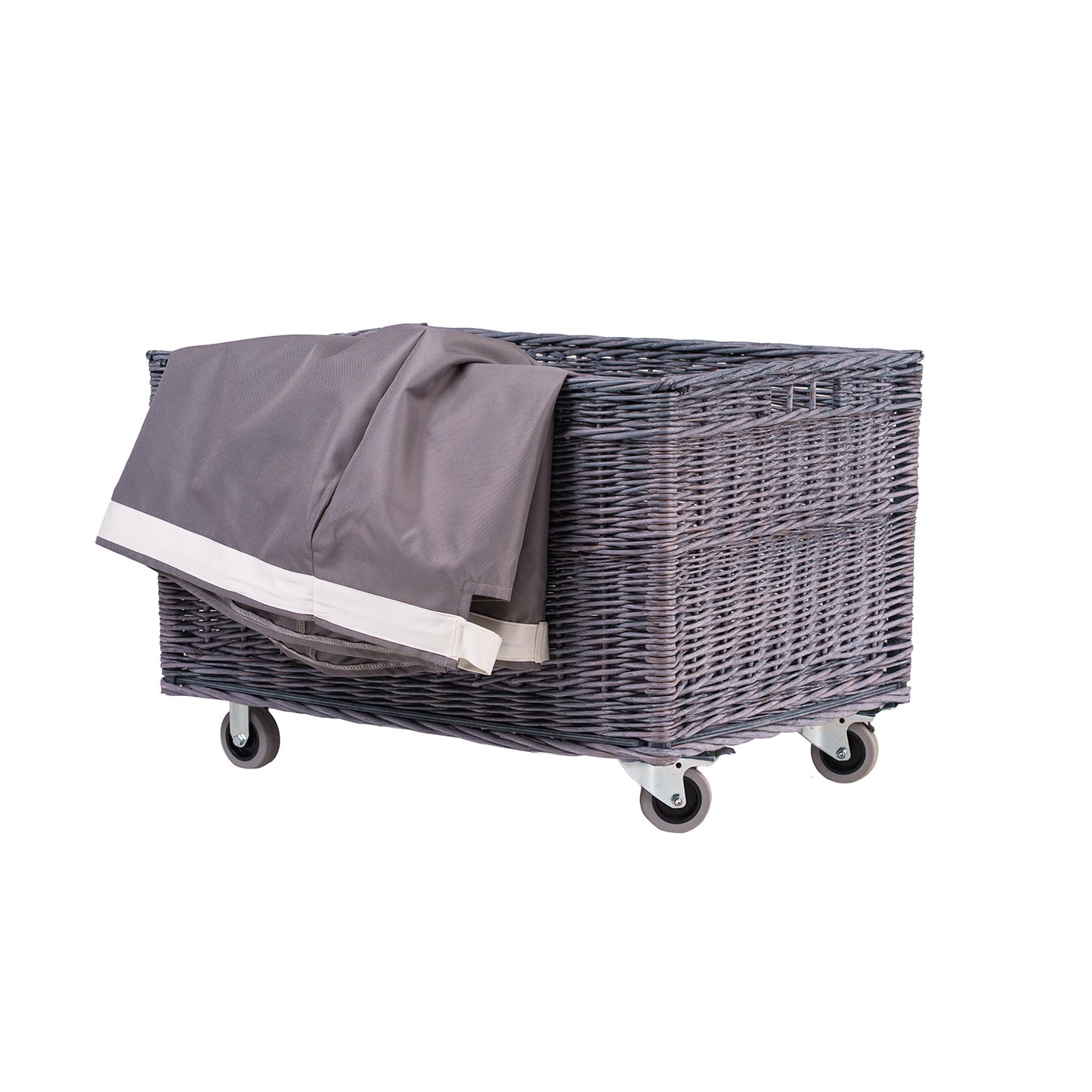 Cervus wiklinowy kosz do przechowywania zabawek z szarym obszyciem TheWickerStories