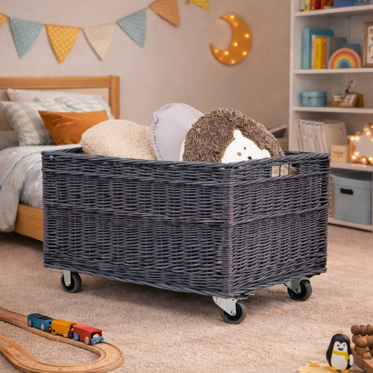 wicker basket for toy storage at home
