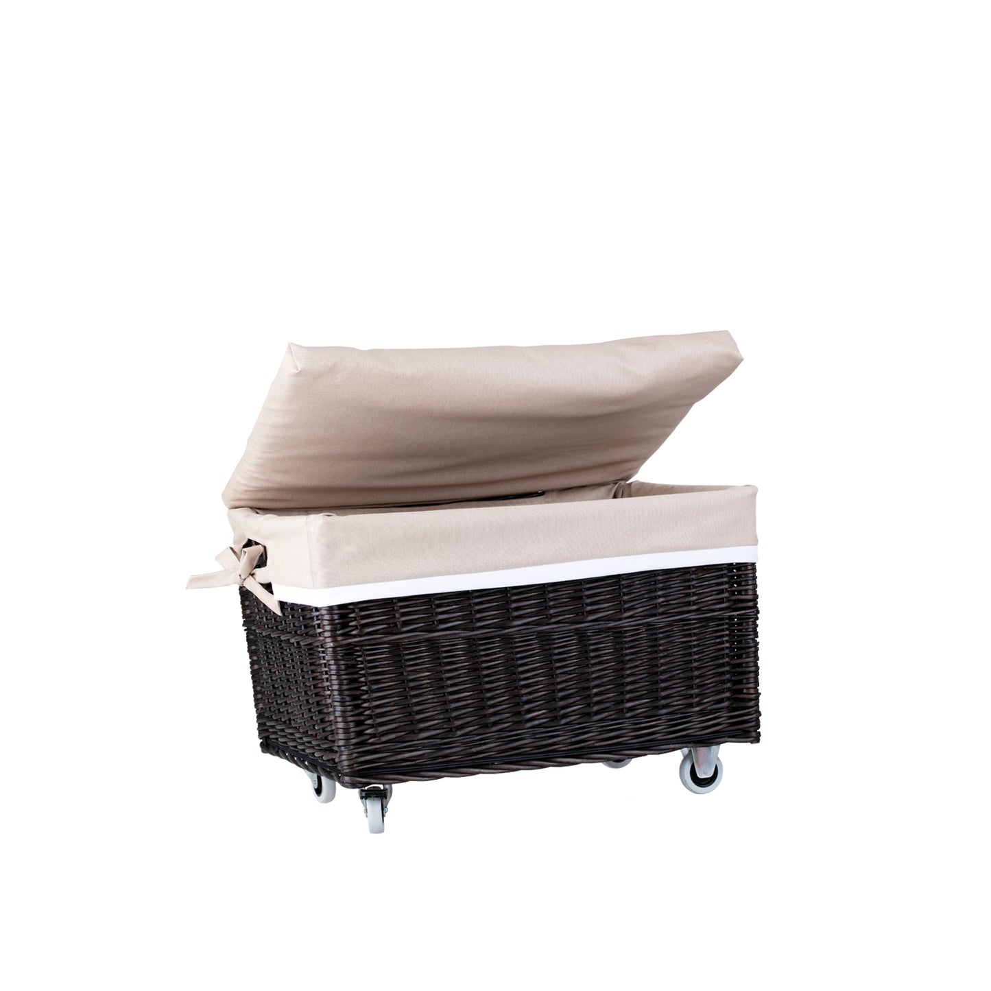 Cervus wicker basket with beige lining and wheels TheWickerStories