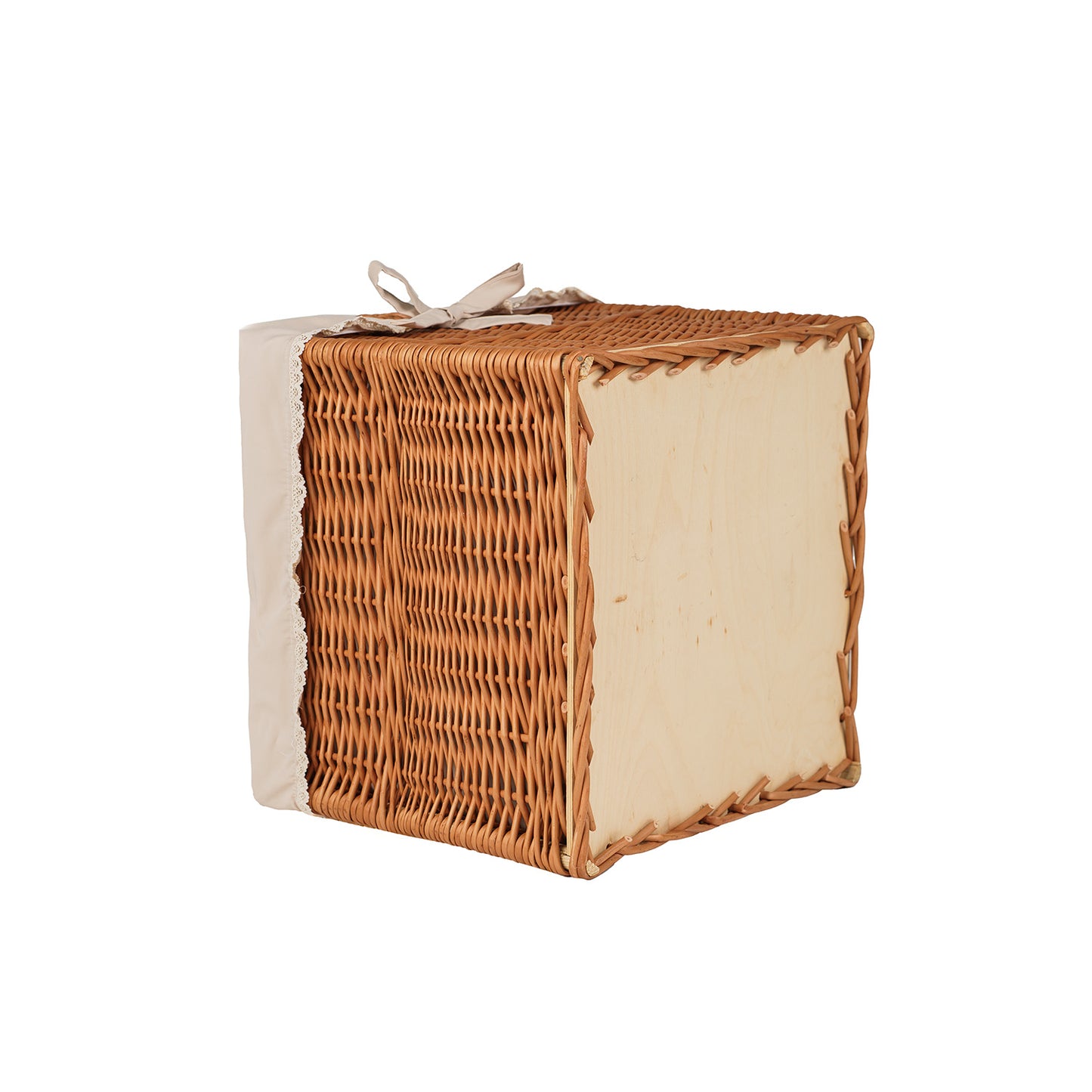 Nova košara iz vrbovega pletenja z bež podlogo in ročaji TheWickerStories