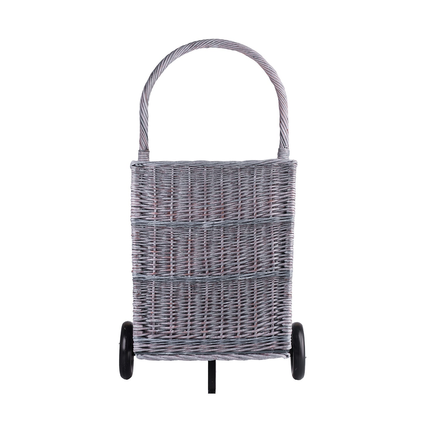 Solette panier en osier pour cheminée avec roulettes et poignée