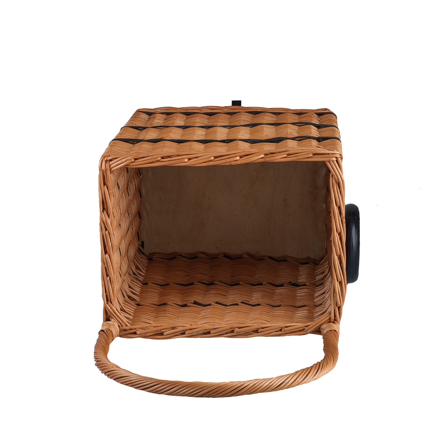 Solette rottinkinen takkapuukori pyörillä ja kahvalla TheWickerStories