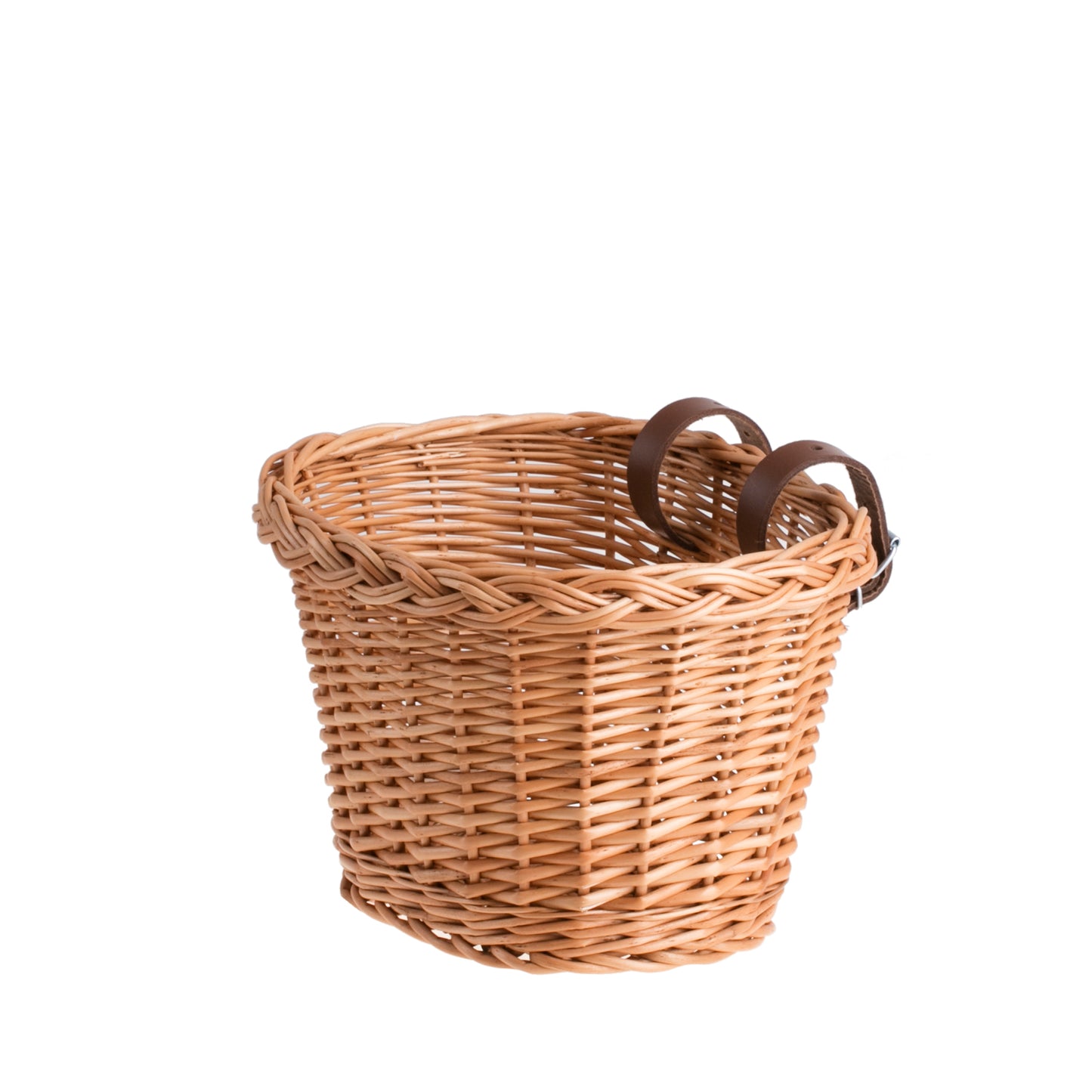 Paulus cesto de vime para bicicleta com tiras em pele ecológica TheWickerStories