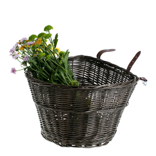 Paulus wicker bicycle basket for handlebars with leather straps TheWickerStories