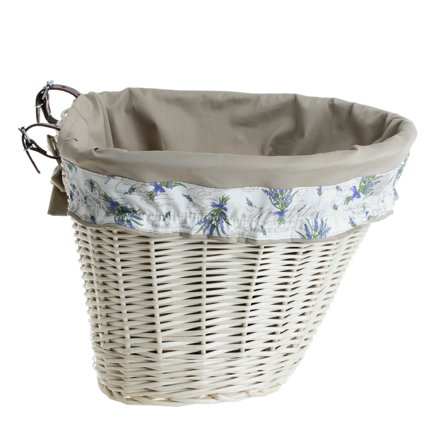 Paulus Fonott biciklis kosár bézs szegéllyel és pántokkal TheWickerStories