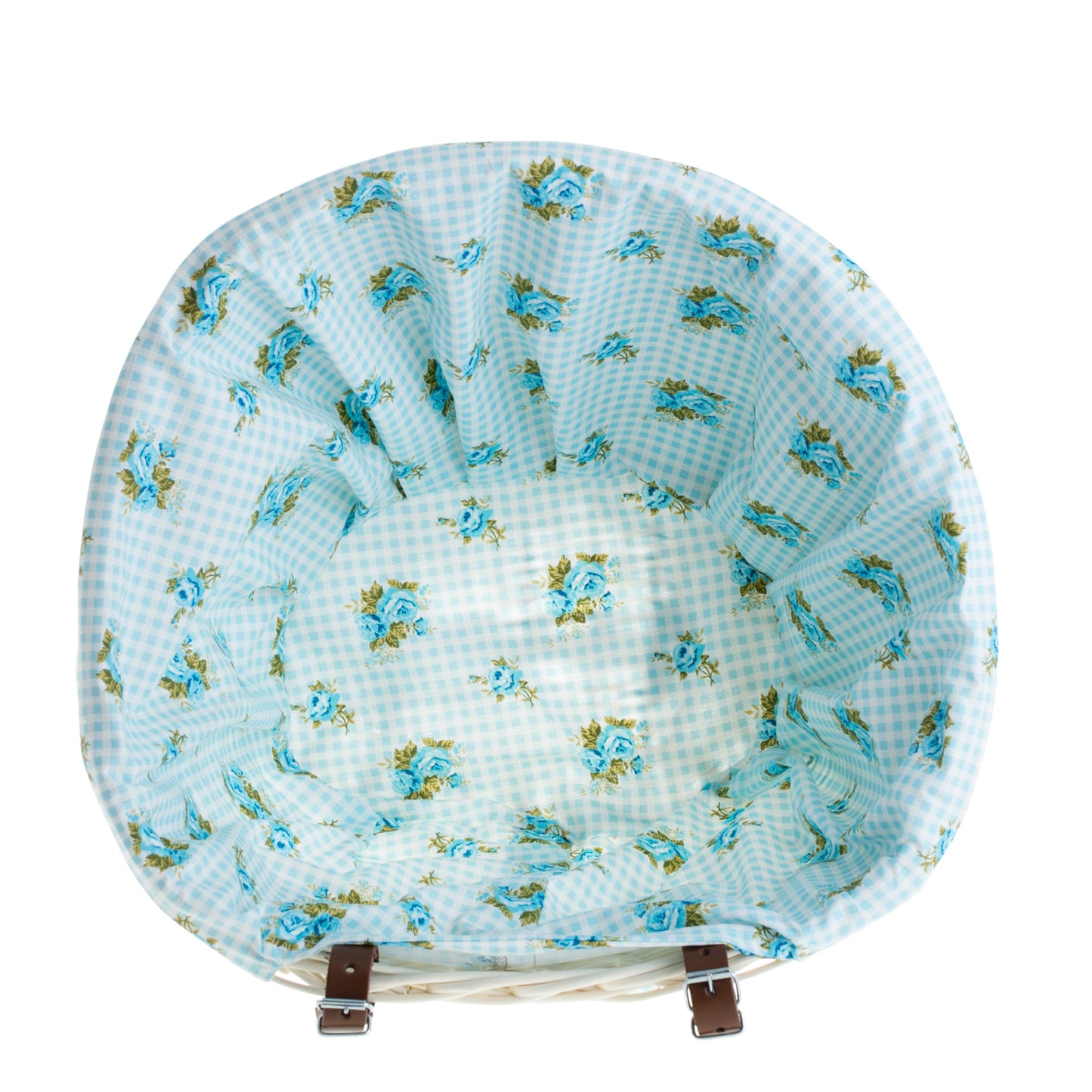 Paulus cesto de vime para bicicleta com acabamento azul-claro e tiras para fixação ao guiador TheWickerStories