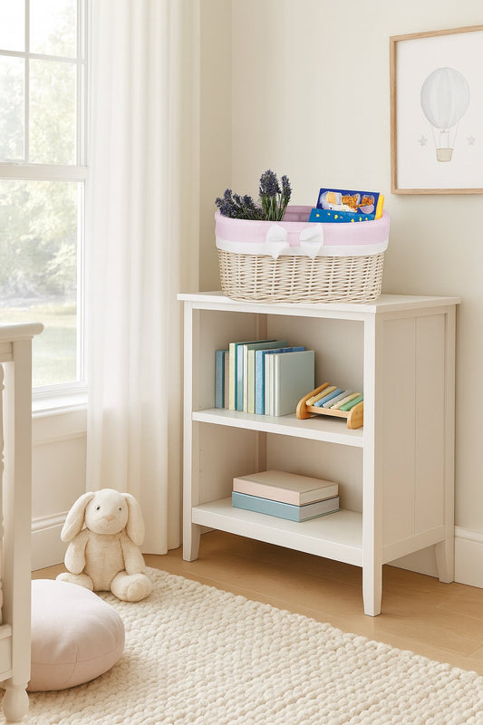 Nestor petit panier en osier avec doublure rose TheWickerStories