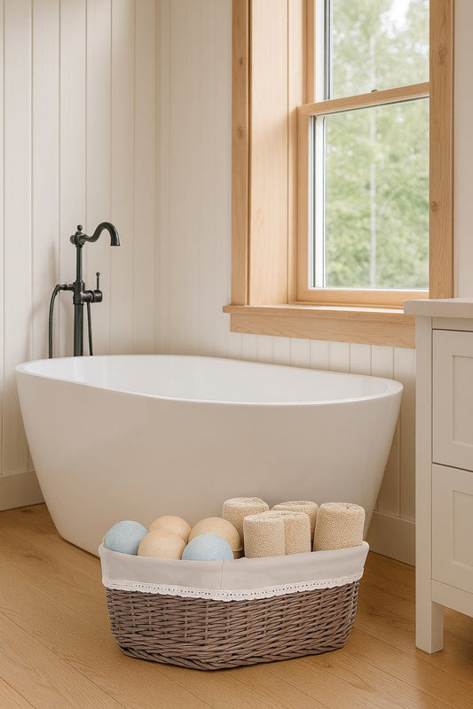 cesto de vime com forro bege