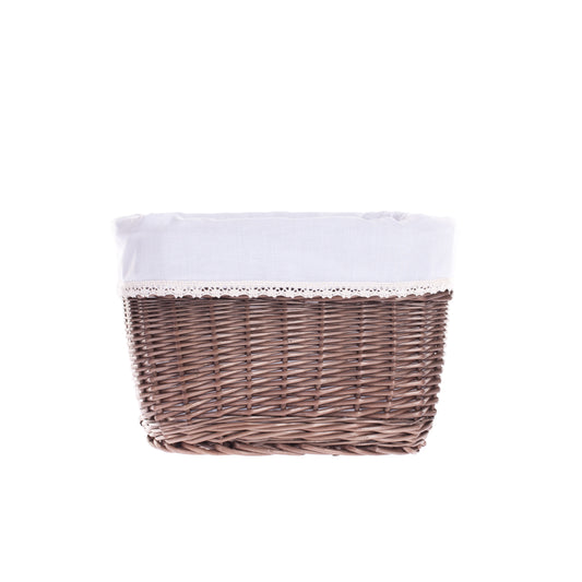 Nestor ψάθινο καλάθι αποθήκευσης με λευκή βαμβακερή επένδυση TheWickerStories