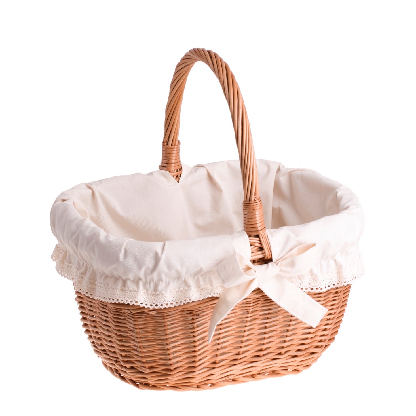 Zoneria Rieten cadeaumand met crèmekleurige afwerking en hengsel
