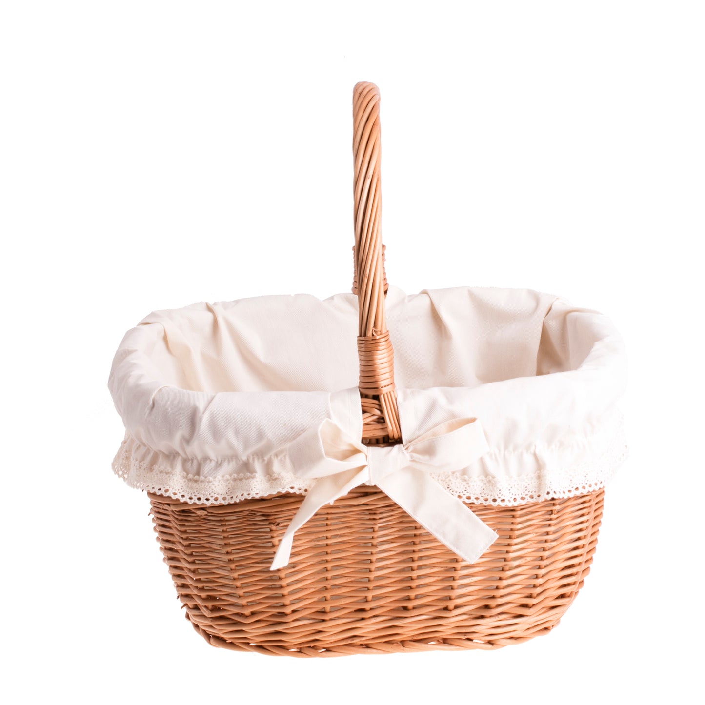Zoneria Rieten cadeaumand met crèmekleurige afwerking en hengsel