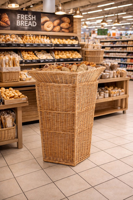 Panier d'exposition en osier pour la présentation des produits en magasin