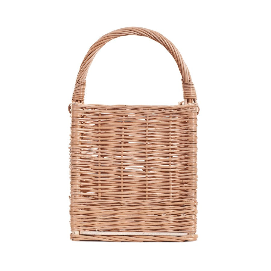 Feloria wicker firewood basket with handle and lowered front TheWickerStories