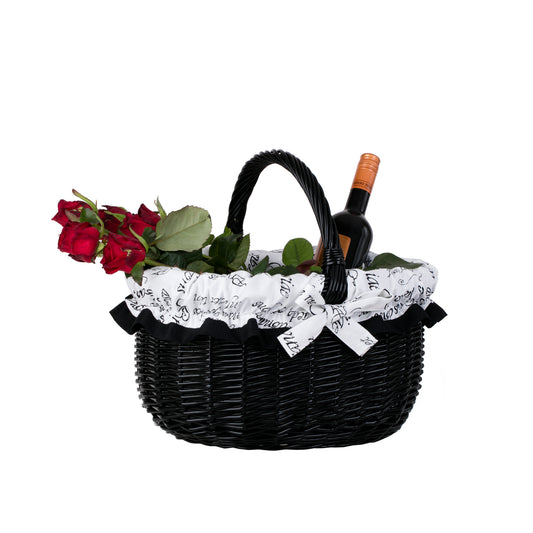 Werburga cesta de compras con asa de mimbre y ribete blanco TheWickerStories