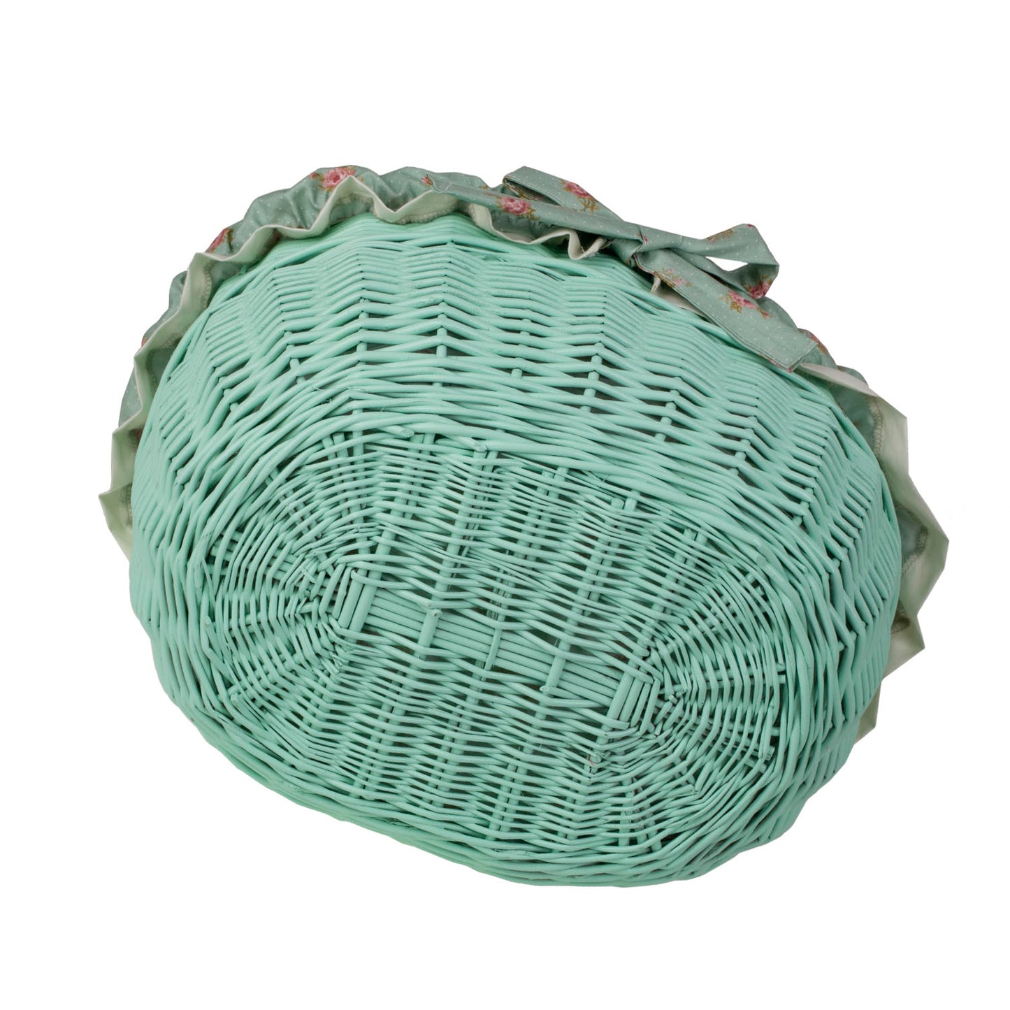 Werburga cesto de compras com alça de vime e acabamento verde TheWickerStories