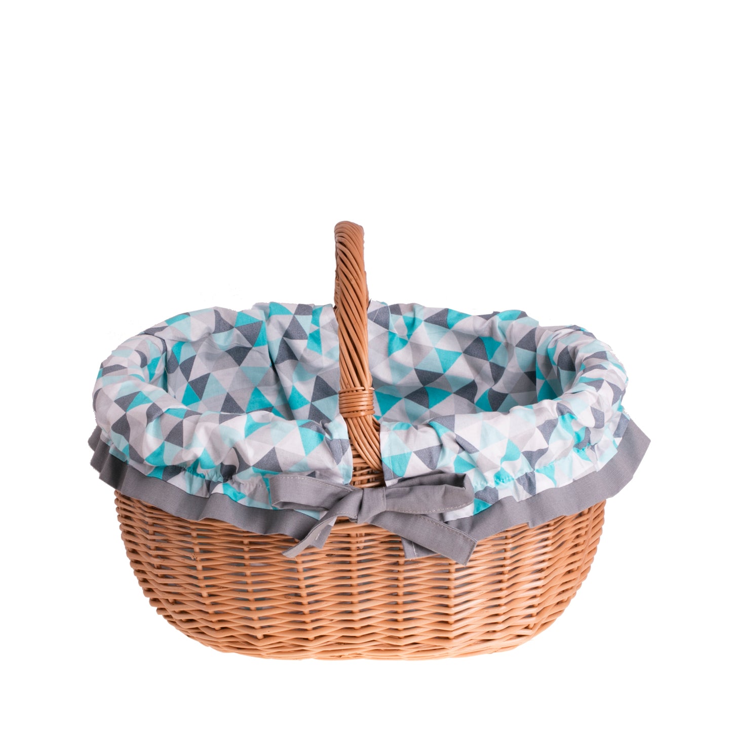 Werburga winkelmand met handvat van wilgentenen en blauwe afwerking