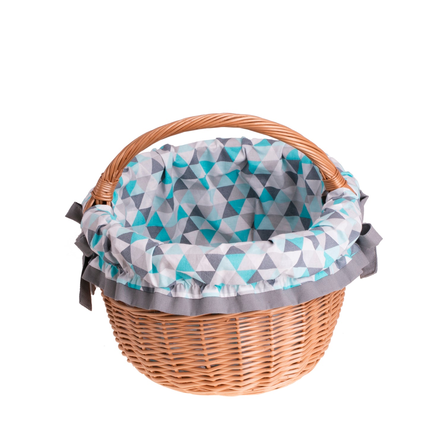 Werburga cesto de compras com alça de vime e acabamento azul TheWickerStories