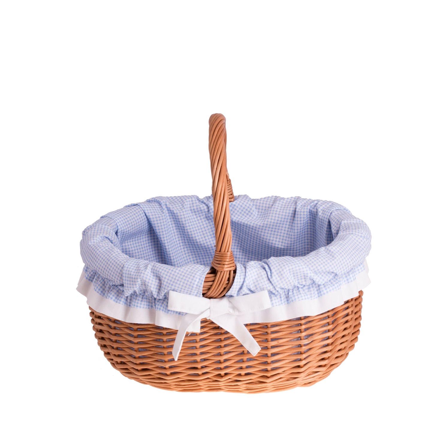 Werburga winkelmand met handvat van wilgentenen en blauwe afwerking