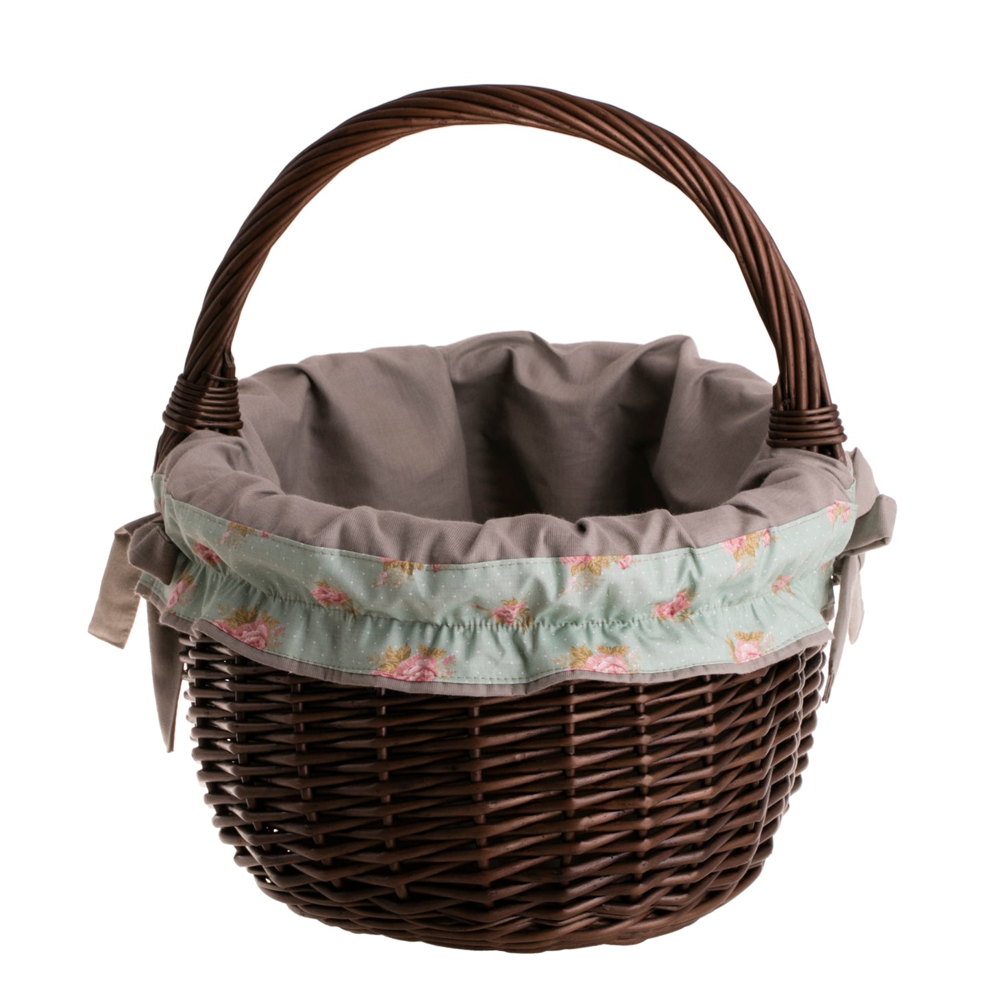 Werburga cesto per la spesa con manico in vimini e rifinitura grigia TheWickerStories