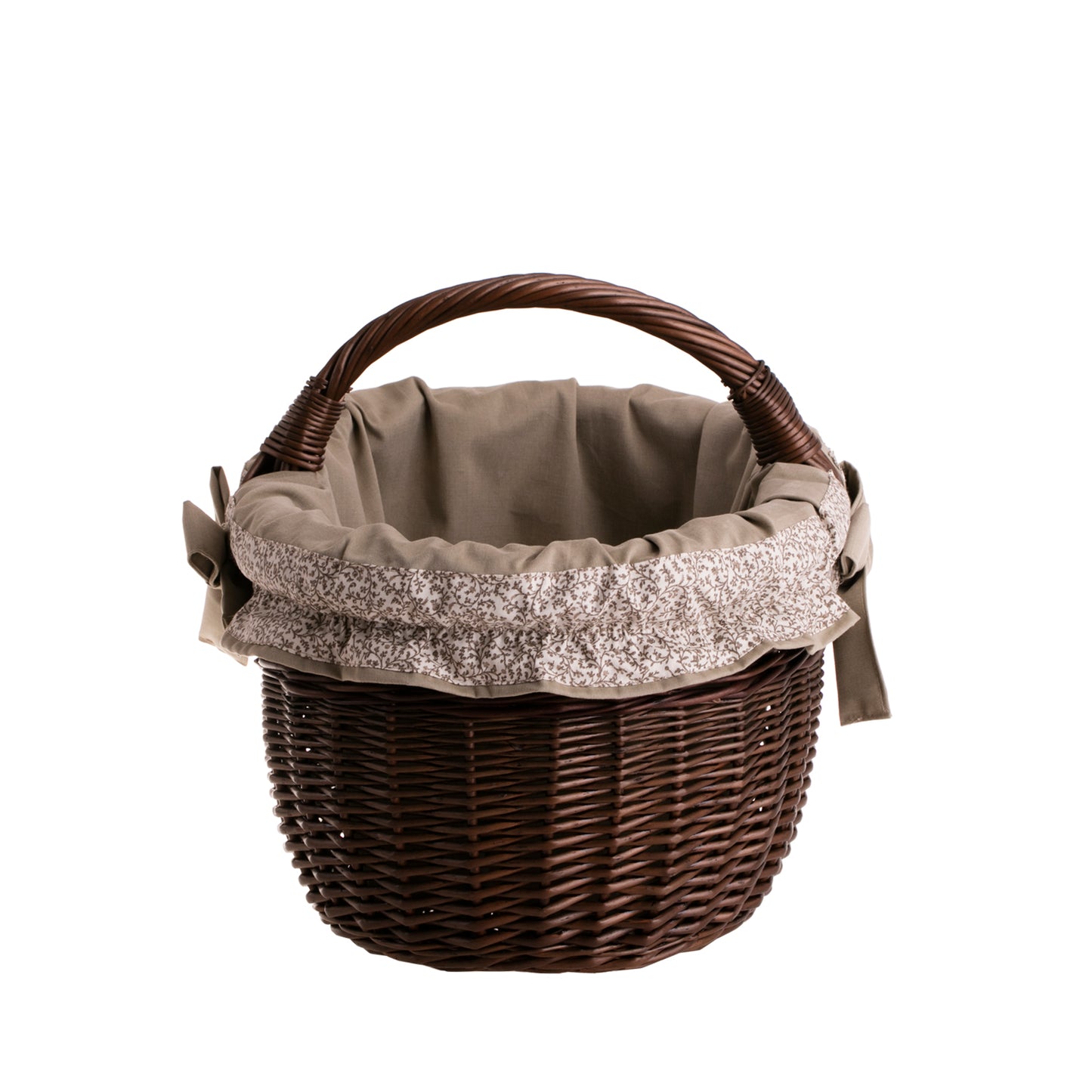 Werburga indkøbskurv med fletthåndtag og beige kantbånd TheWickerStories