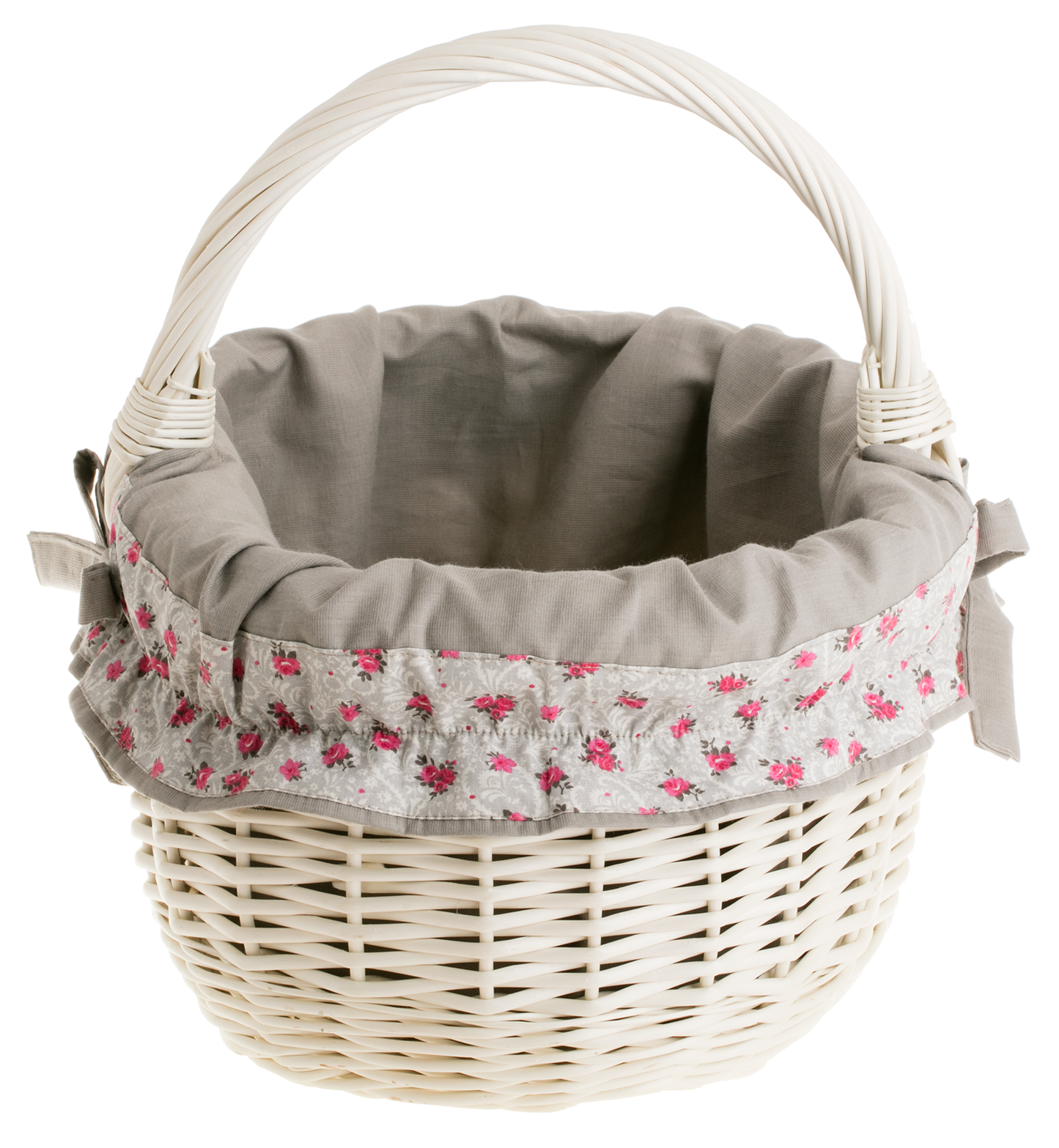 Werburga košík na nákupy s rukojetí z vrbového proutí a šedým lemováním TheWickerStories