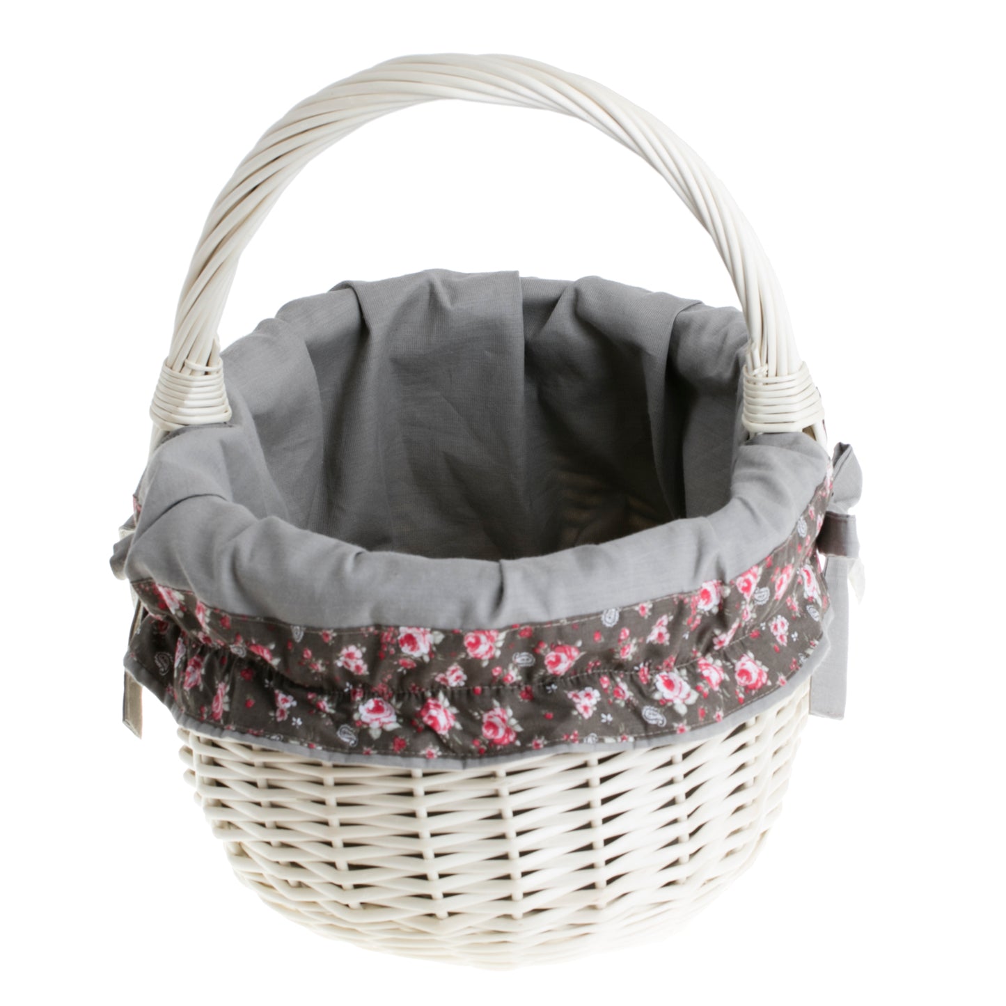 Werburga Einkaufskorb mit Weidenhenkel und grauem Besatz TheWickerStories